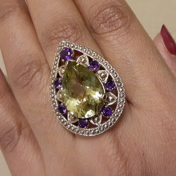 ❤Bronze, Yellow Gold Colour, Genuine Amethyst and Lemon Quartz. FIRM. - Picture 1 of 17